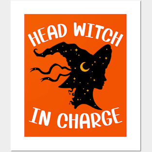 Funny Halloween Gift for Women Head Witch in Charge Boss Mom Posters and Art